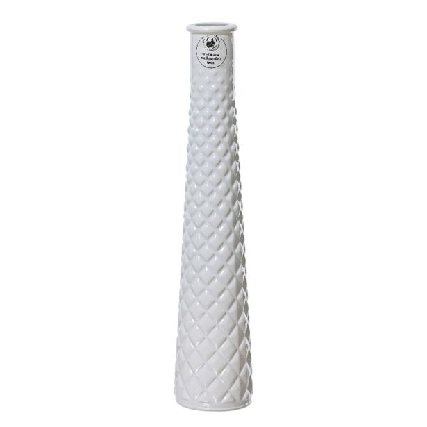 KERAMIČNA VAZA DECORIS BELA /OKER SORT. FI 7 CM. 32 CM. SORT