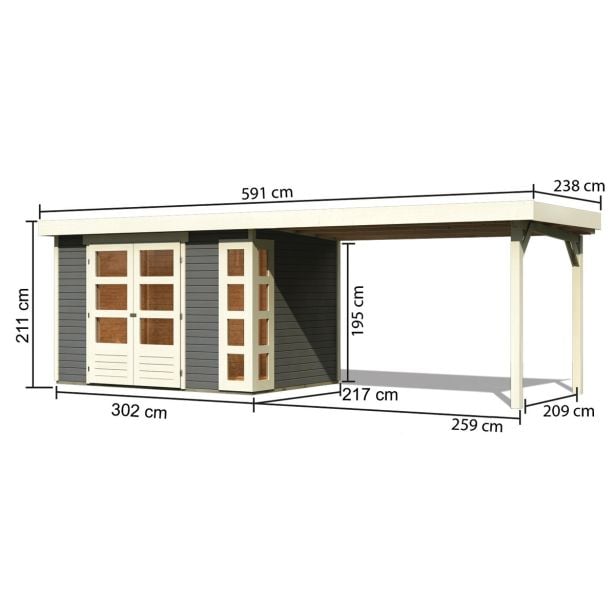 LESENA VRTNA HIŠKA KARIBU KERKO 4 302DX217GX211V + 280D 19MM ANTRACIT
