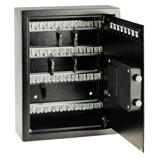 YALE TREZOR ZA KLJUČE, 365X300X100 MM, ZA 48 KLJUČEV, 8 KG, ČRNI, ELECTRONIC KEY SAFE, 3 DO 8-MESTNO KODO, 4X 1,5 V AA