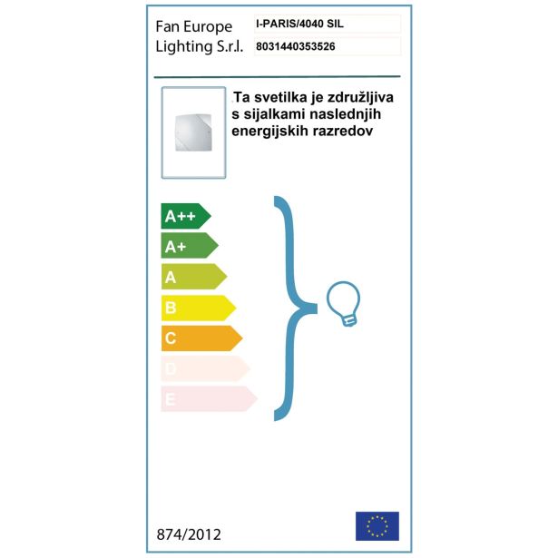 KLASIČNA PLAFONJERA FAN EUROPE PARIS 40X40 3XE27 SREBRNA