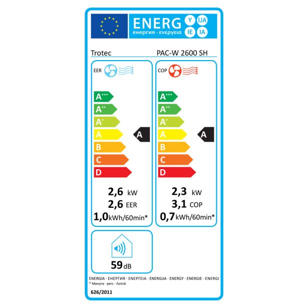 KLIMATSKA NAPRAVA BREZ ZUNANJE ENOTE PAC-W 2650 SH-HLAJENJE IN GRETJE