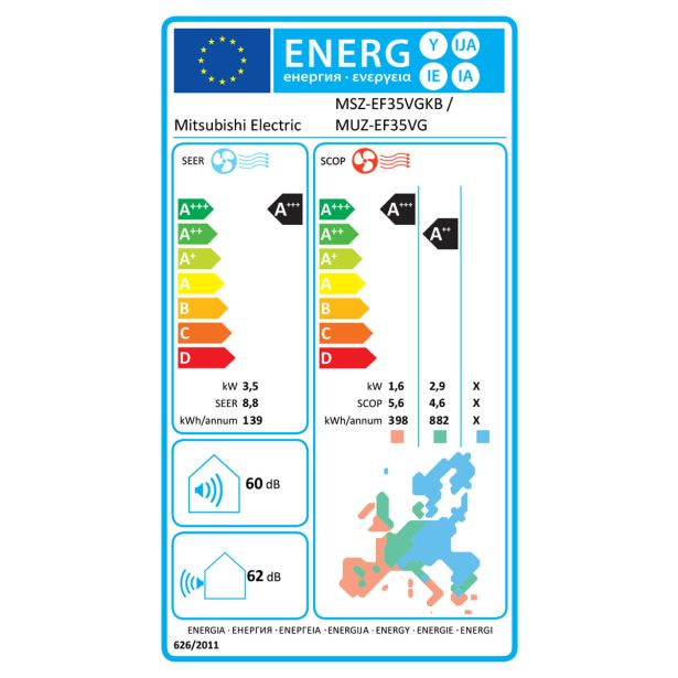 KLIMATSKA NAPRAVA MSZ-EF35VGKB/MUZ-EF35VG MITSUBISHI ELECTRIC ČRNA