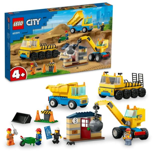 KOCKE LEGO CITY GRADBENI TOVORNJAKI ŽERJAV Z RUŠ KROGLO 60391