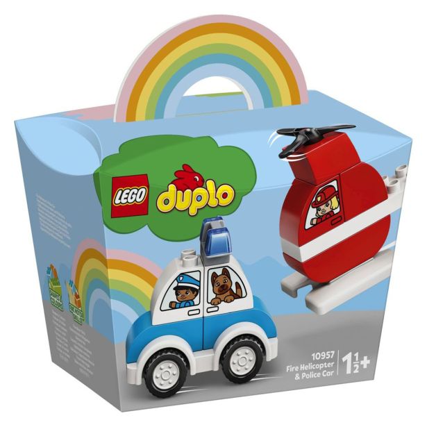 KOCKE LEGO DUPLO GASILSKI HELIKOPT. IN POLICIJSKI AVTO 10957