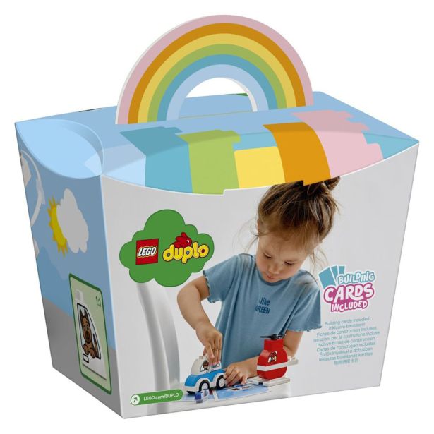 KOCKE LEGO DUPLO GASILSKI HELIKOPT. IN POLICIJSKI AVTO 10957