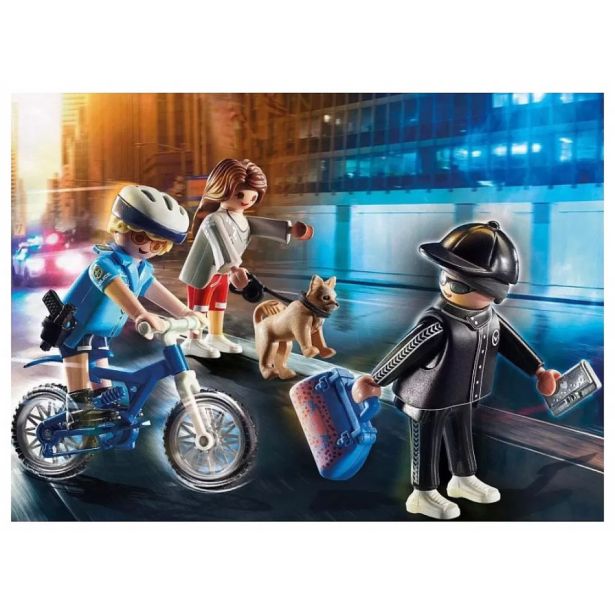 KOCKE PLAYMOBIL POLICIST S KOLESOM IN ROPARJEM 70573
