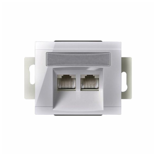 KOMUNIKACIJSKA VTIČNICA ART RAČUNALNIŠKA 2XRJ45 CAT5E BELA, VIJAČNA, BOK