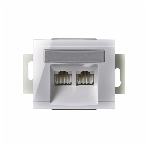 KOMUNIKACIJSKA VTIČNICA ART RAČUNALNIŠKA 2XRJ45 CAT5E SREBRNA, LS PRIKLJUČ, BOK