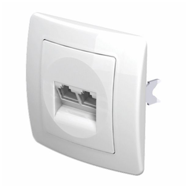 KOMUNIKACIJSKA VTIČNICA EKONOMIK CAT5E KS DVOJNA RJ45 8/8 BELA