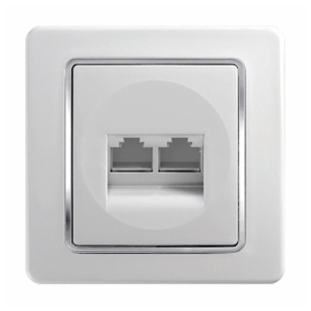 KOMUNIKACIJSKA VTIČNICA EKONOMIK CAT5E KS DVOJNA RJ45 8/8 BELI DUROPLAST