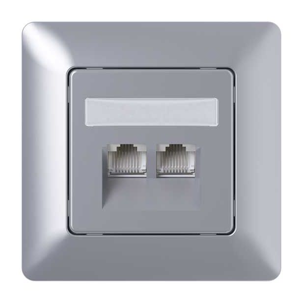 KOMUNIKACIJSKA VTIČNICA MIKRO RAČUNALNIŠKA 2XRJ45 CAT5E SREBRNA, LS PRIKLJUČITEV