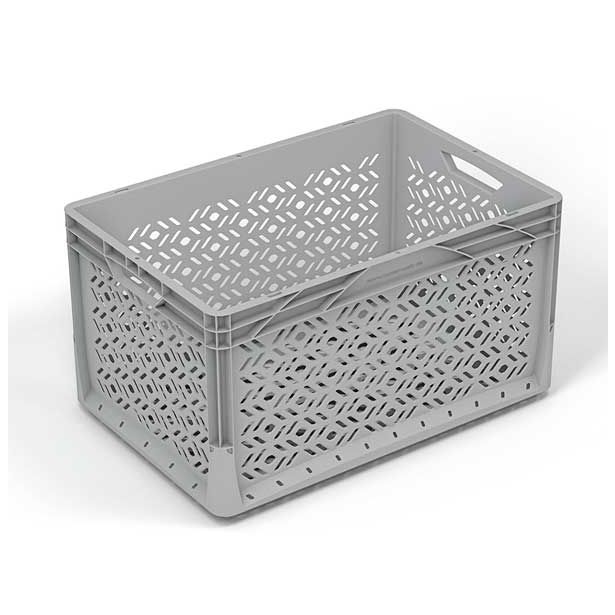 KONTEJNER - ZABOJNIK PVC 60X40X32 CM SIVI, PERFORIRAN