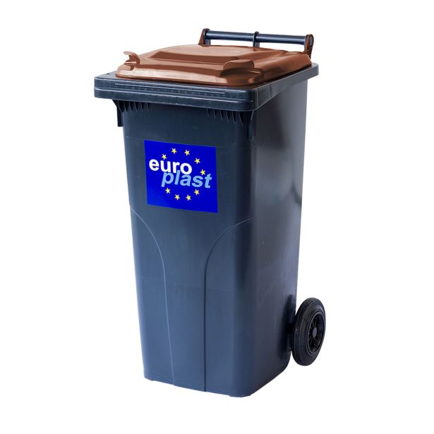 KONTEJNER - ZABOJNIK EKO LUX SMETNJAK 120 L PVC ČRN / RJAV ZABOJNIK+KOLO+OS