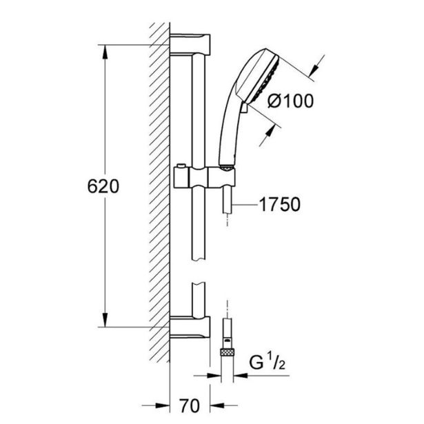 KONZOLA GROHE NEW TEMPESTA COSMOPOLITAN KONZ 600MM+ TUŠ ROČKA+CEV