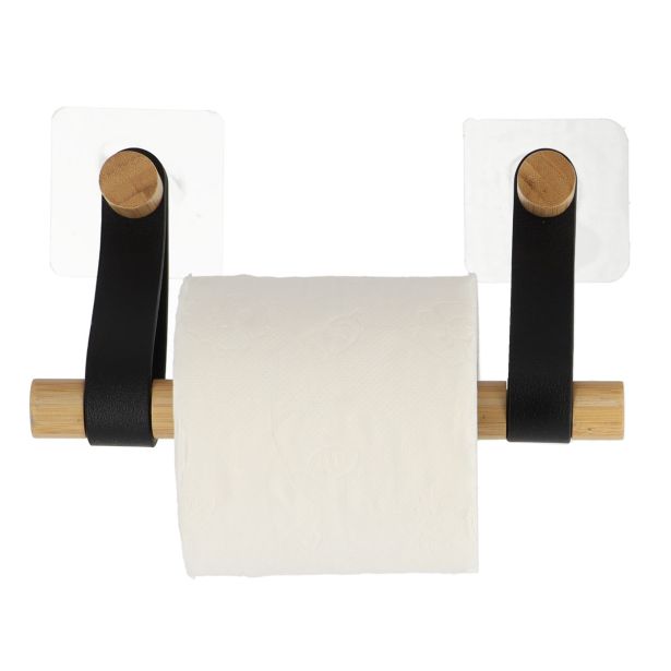 KOPALNIŠKA GALANTERIJA TENDANCE BAMBUS DRŽALO ZA WC PAPIR ČRNA TRAKOVA IMI. USNJA