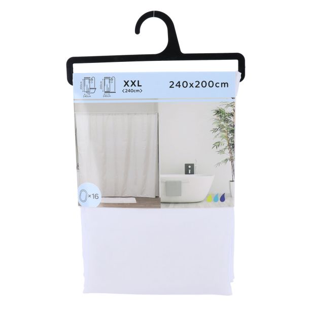 KOPALNIŠKA ZAVESA TENDANCE BELA ZA KAD 240X200 16 BELIH OBROČKOV PP