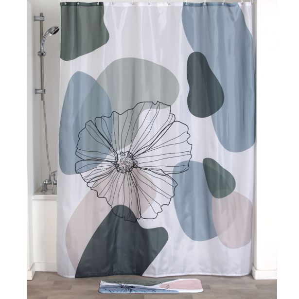 KOPALNIŠKA ZAVESA TENDANCE FLOWERS ZA KAD 180X200 PET - ROŽE
