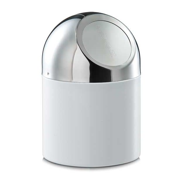 KOŠ ZA SMETI ZELLER PRESENT FLIP, BELA, 12X18 CM S KOVINSKIM POKROVOM