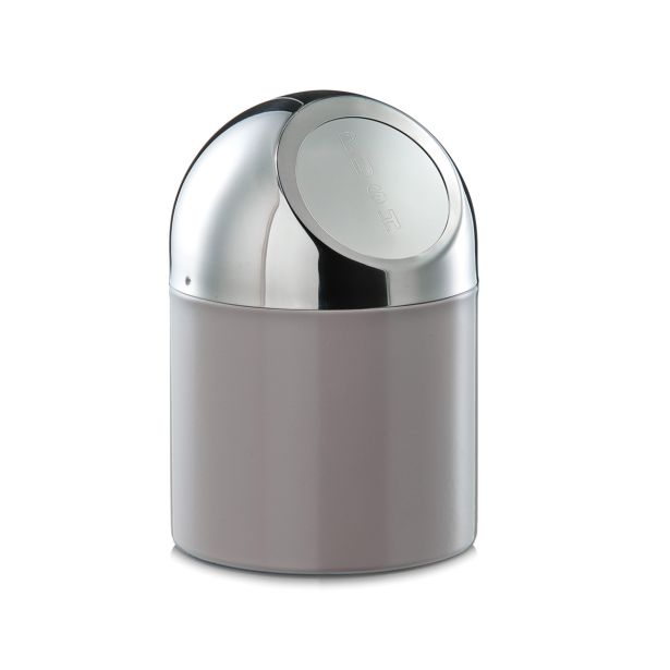 KOŠ ZA SMETI ZELLER PRESENT FLIP, SIVA, 12X18 CM S KOVINSKIM POKROVOM