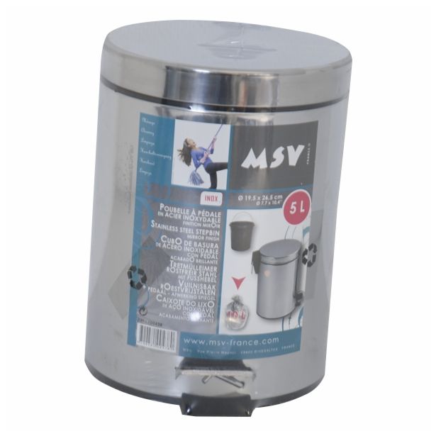 KOŠ ZA SMETI MSV S PEDALKO, 5 L, INOX