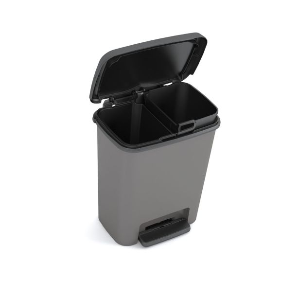 KOŠ S PEDALOM - COMPATTA, SIV/ČRN, 12L+12L