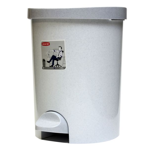 KOŠ S PEDALOM - OKROGLI, SIV, 15L