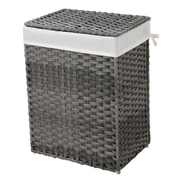 KOŠ ZA PERILO SONGMICS LCB51WG RATAN SIVA 90L