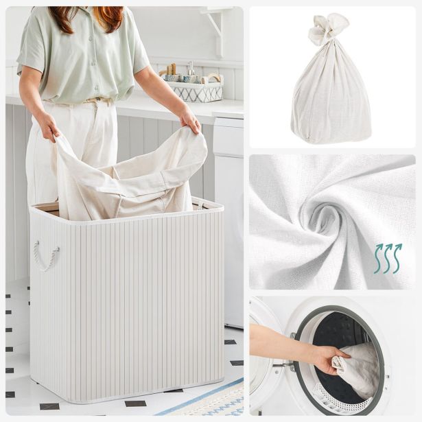 KOŠ ZA PERILO SONGMICS WHITE 3X50L