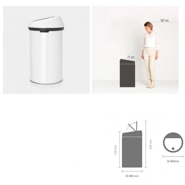 KOŠ ZA SMETI BRABANTIA NA DOTIK 60 L, BEL