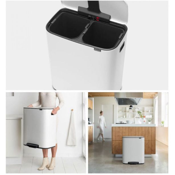 KOŠ ZA SMETI BRABANTIA ZA LOČEVANJE BO PEDAL BIN 2X30 L, BEL
