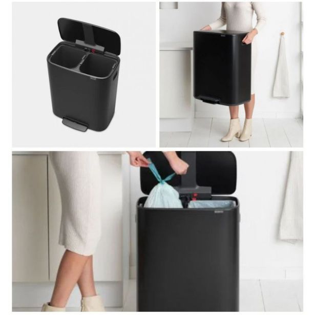 KOŠ ZA SMETI BRABANTIA ZA LOČEVANJE BO PEDAL BIN 2X30 L, ČRN
