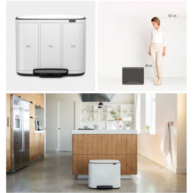 KOŠ ZA SMETI BRABANTIA ZA LOČEVANJE BO PEDAL BIN 3X11 L, BEL