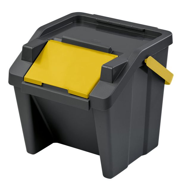 KOŠ ZA SMETI TONTARELLI MODA ZLOŽLJIV 30L Z ROČ. ČRNI/JANTAR