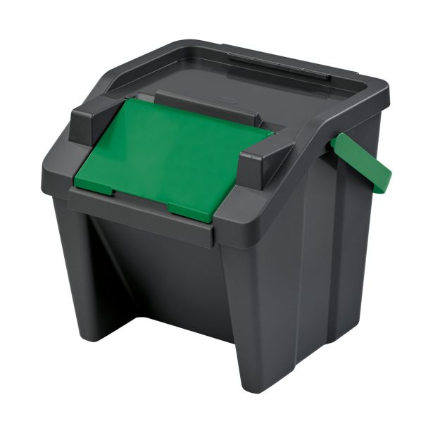 KOŠ ZA SMETI TONTARELLI MODA ZLOŽLJIV 30L Z ROČ. ČRNI/ZELENI