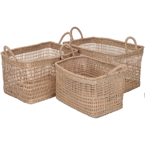 OKRASNA KOŠARA EH M 43X30X26 CM PLETENA PRAVOKOTNA