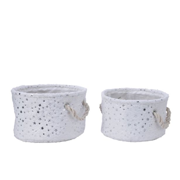 OKRASNA KOŠARA 27X16CM Z ZVEZDICAMI, Z ROČAJI