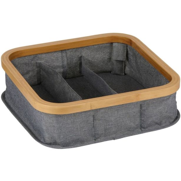 KOŠARA ZA SHRANJEVANJE ALPINA BAMBUS/TEKSTIL 3 PREDELNA 30X30X9CM