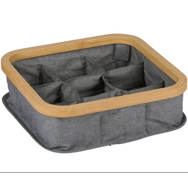 KOŠARA ZA SHRANJEVANJE ALPINA BAMBUS/TEKSTIL 9 PREDELNA 30X30X9CM