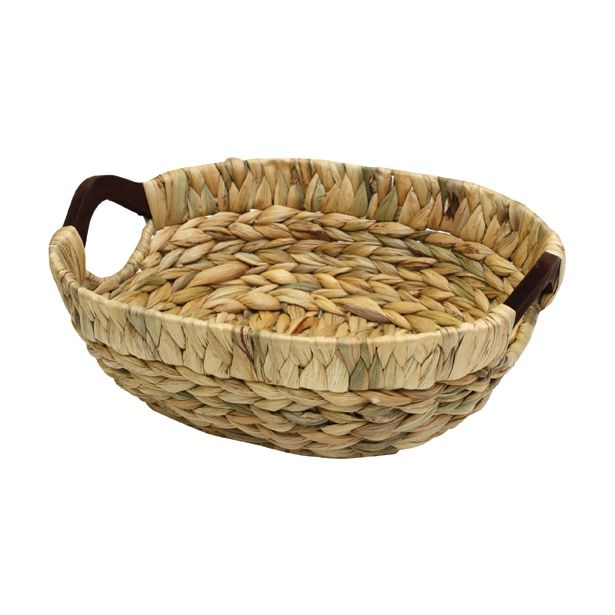 KOŠARICA DOMY 30X27X10 CM OVALNA Z LESENIMI ROČAJI