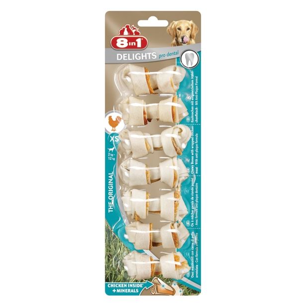 PRIBOLJŠEK ZA PSA 8 IN 1 KOSTI ZA ŽVEČENJE XS DENTAL, 7 KOS