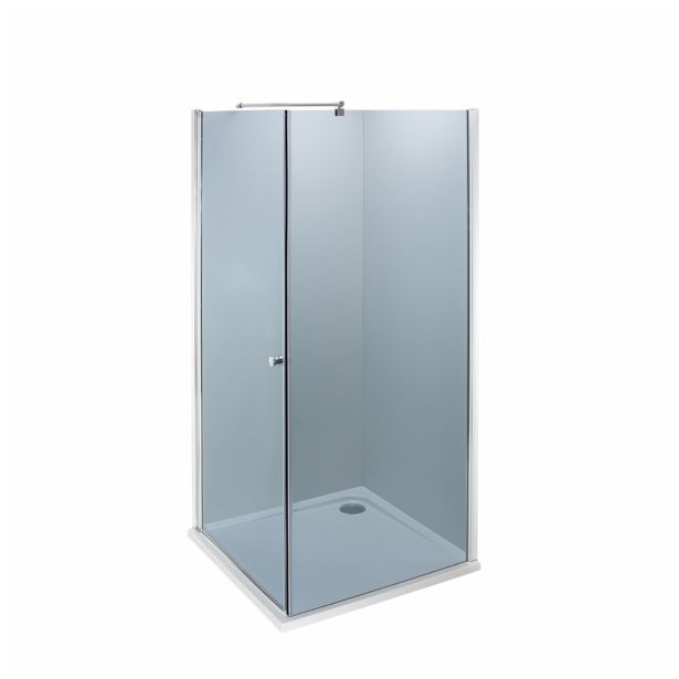 KOTNA KABINA ZA PRHANJE FEROTEHNA NAVIA 90X90X195 CM KROM ALU PR., SIVO STEKLO