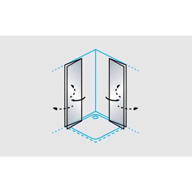 KOTNA KABINA ZA PRHANJE KOLPA SAN Q 100 SBR/1 POLARIS FOLD SILVER PROF. PROZ. STEK.