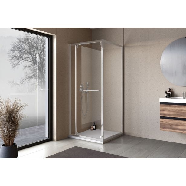 KOTNA KABINA ZA PRHANJE KOLPA SAN STELLAR 90X90 UNI H=200 B/1, 6 MM BELI/PROZORN DW