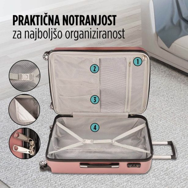 KOVČEK CARBON SERIES,60L,ROZA