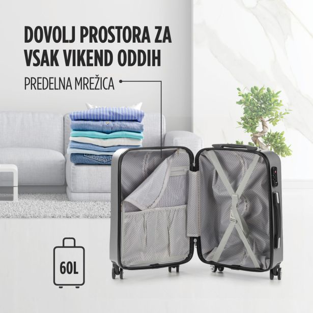 KOVČEK CARBON SERIES,60L,SIVA