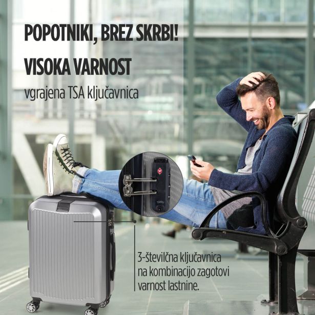 KOVČEK CARBON SERIES,60L,SIVA