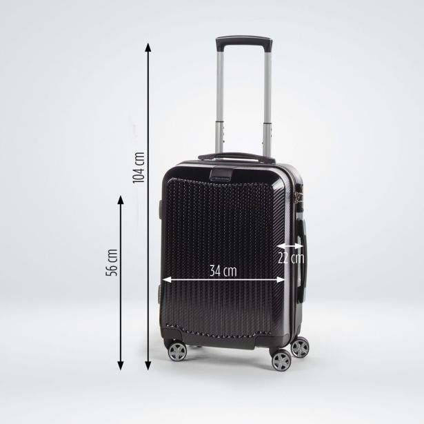 KOVČEK SCANDINAVIA POTOVALNI TRDI 40 LIT CARBON, ČRNE BARVE