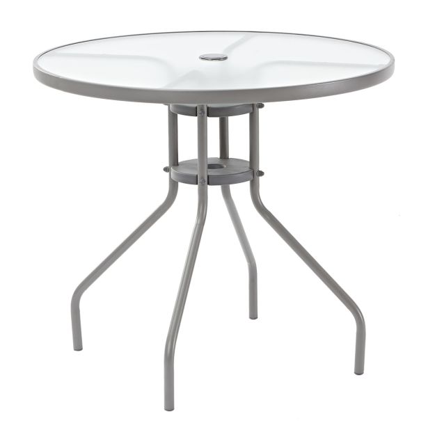 KOVINSKA MIZA ELIA FI 80 CM JEKLO/STEKLO