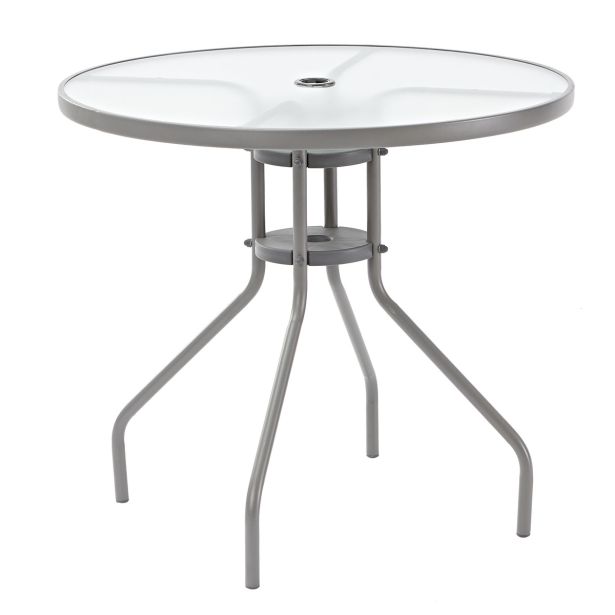 KOVINSKA MIZA ELIA FI 80 CM JEKLO/STEKLO