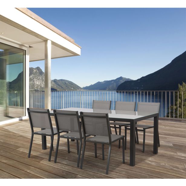 KOVINSKA MIZA MQ MONI, 200X100 CM ALUMINIJ,STEKLO